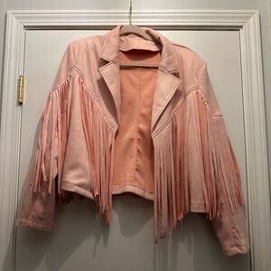 Chic Pink Fringe Women's Blazer